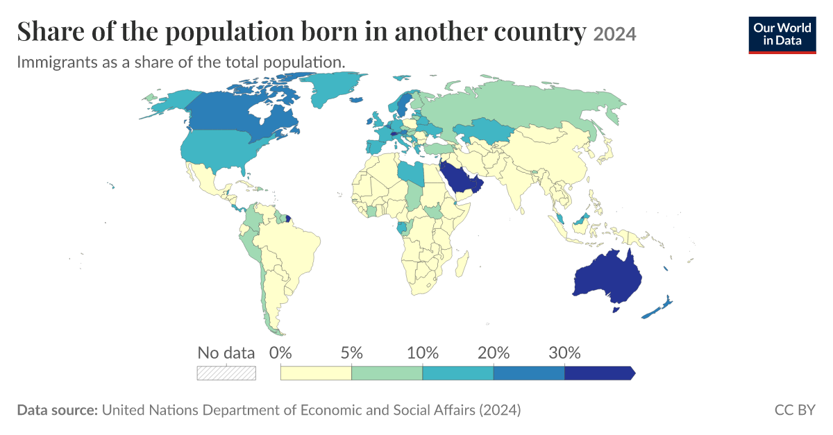 Share of the population that were born in another country - Our World ...
