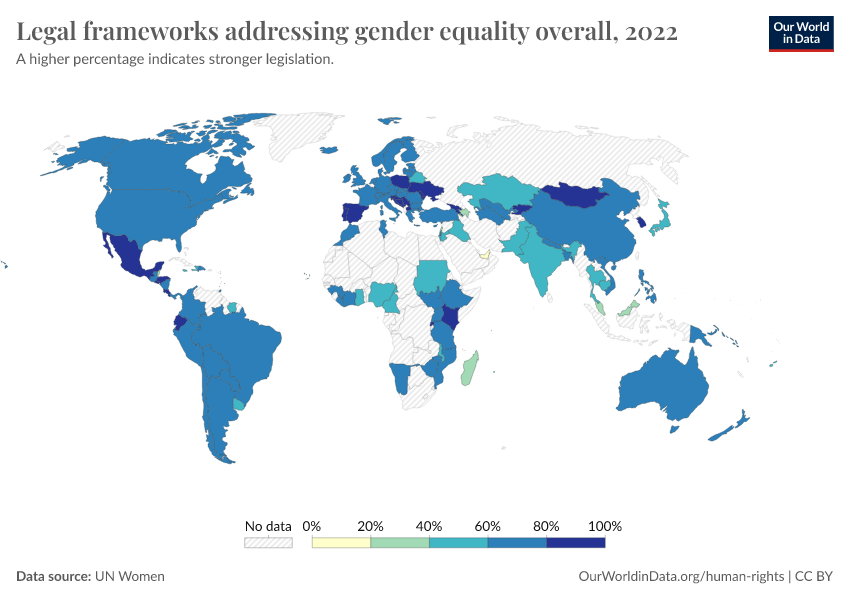 Legal Frameworks Addressing Gender Equality Overall - Our World In Data