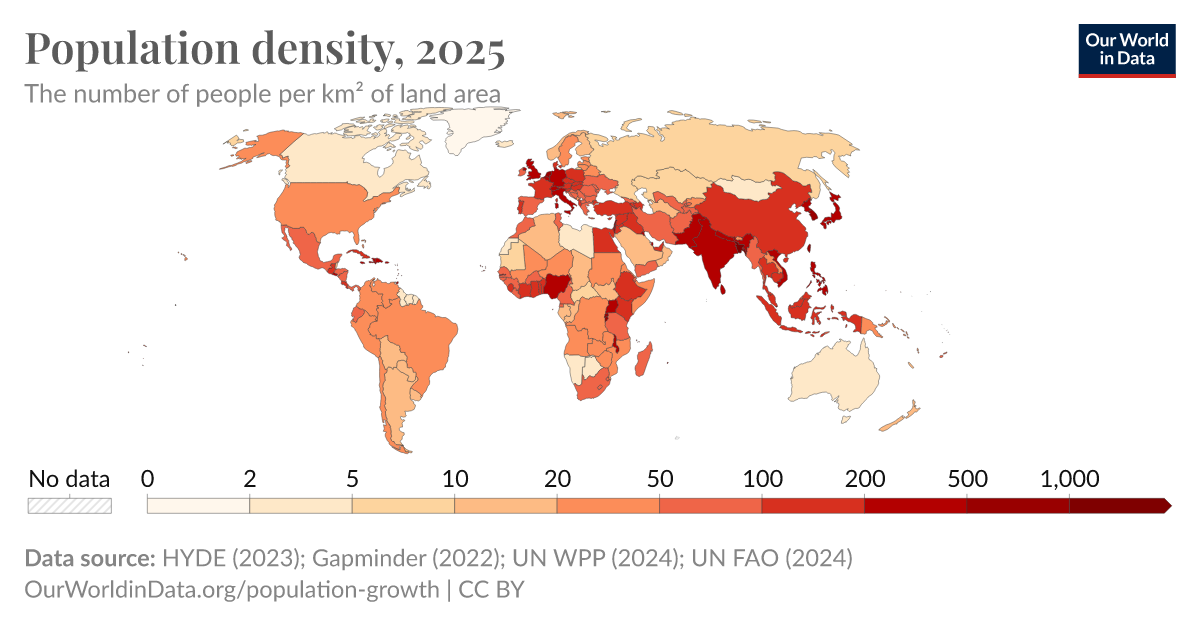 Population density - Our World in Data