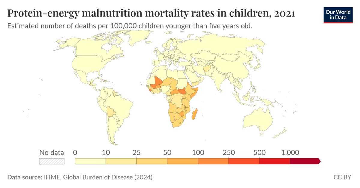Proteinenergy malnutrition mortality rates in children Our World in Data