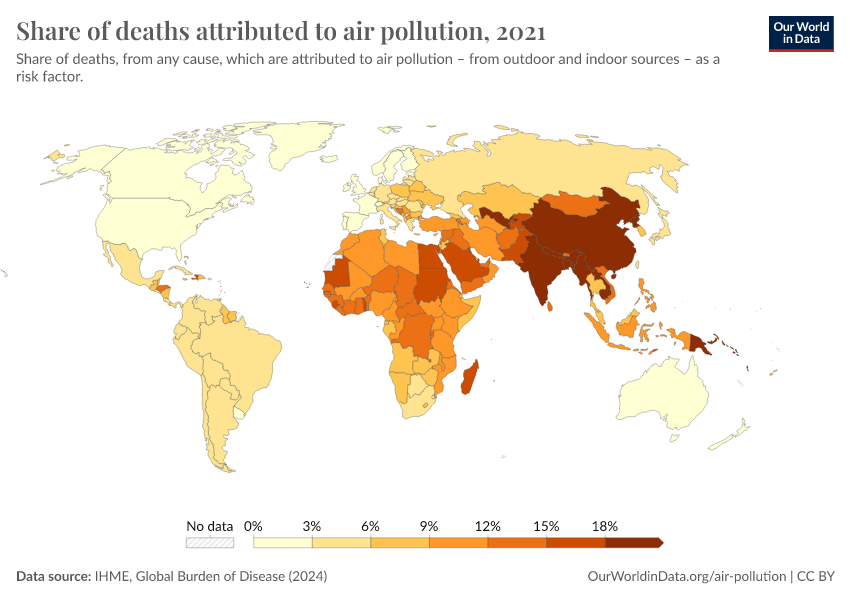 Share Of Deaths Attributed To Air Pollution - Our World In Data