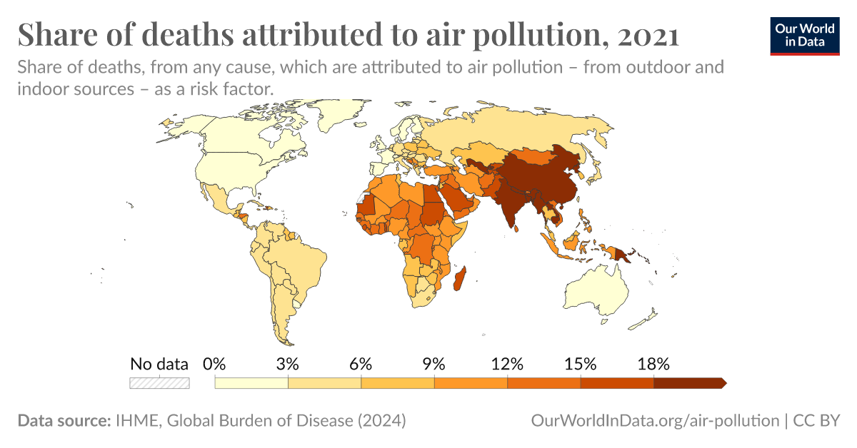 Share Of Deaths Attributed To Air Pollution Our World In Data 3153