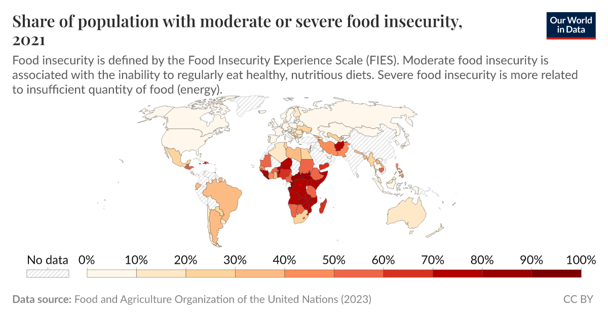 Share Of Population With Moderate Or Severe Food Insecurity - Our World 