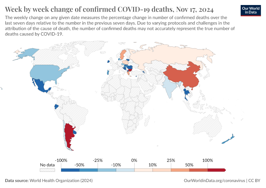 Week By Week Change Of Confirmed COVID-19 Deaths - Our World In Data