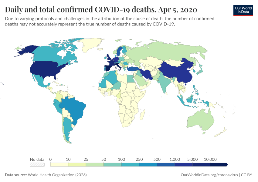 Daily and total confirmed COVID-19 deaths
