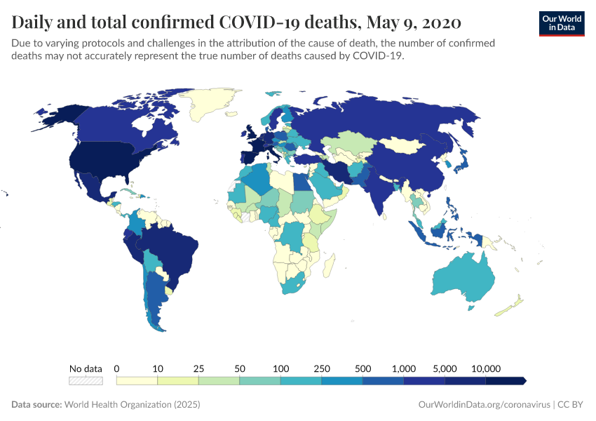 Daily and total confirmed COVID-19 deaths