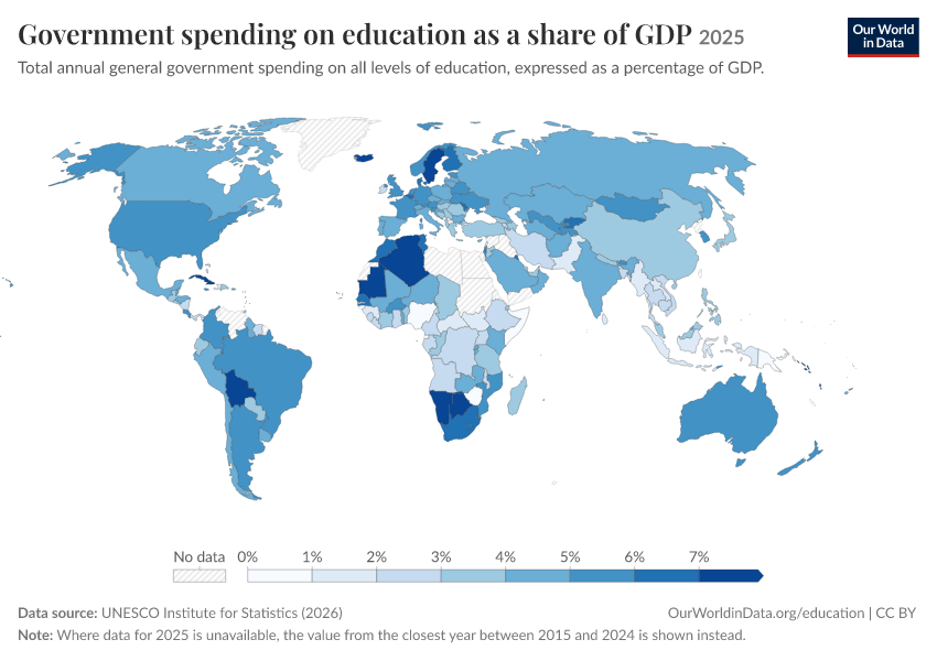 Government spending on education as a share of GDP - Our World in Data