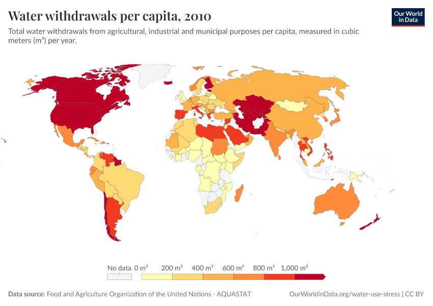 Water withdrawals per capita