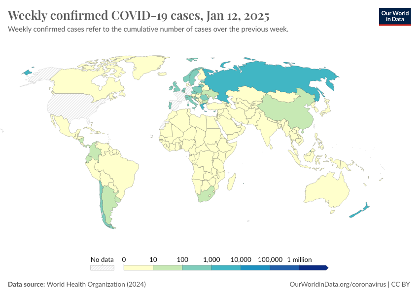 A thumbnail of the "Weekly confirmed COVID-19 cases" chart