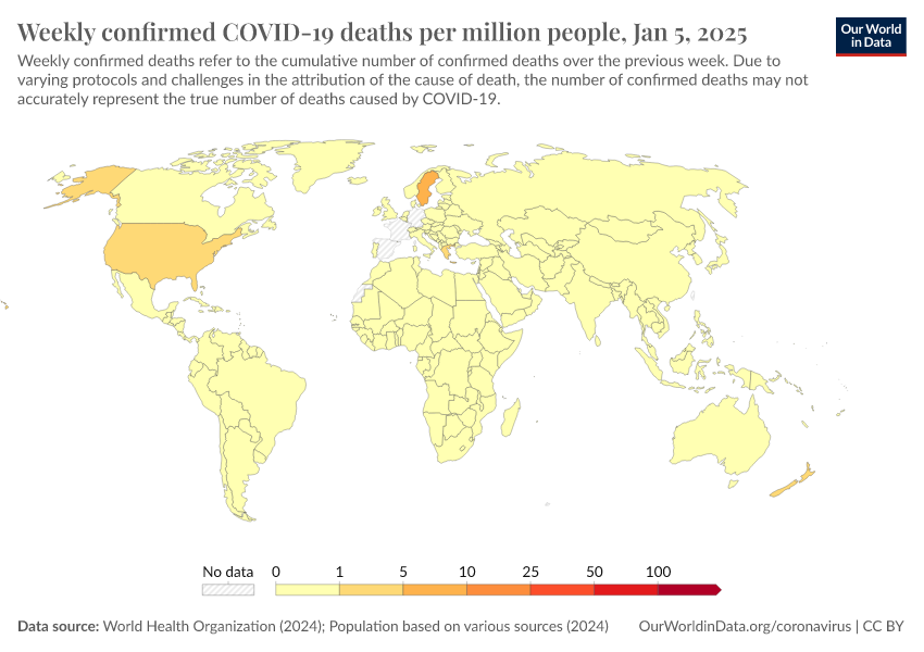 A thumbnail of the "Weekly confirmed COVID-19 deaths per million people" chart