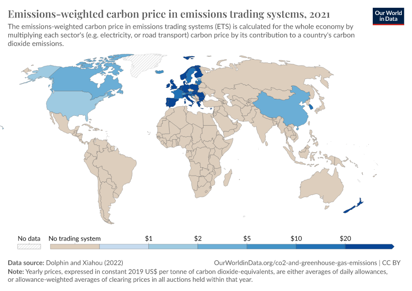 A thumbnail of the "Emissions-weighted carbon price in emissions trading systems" chart