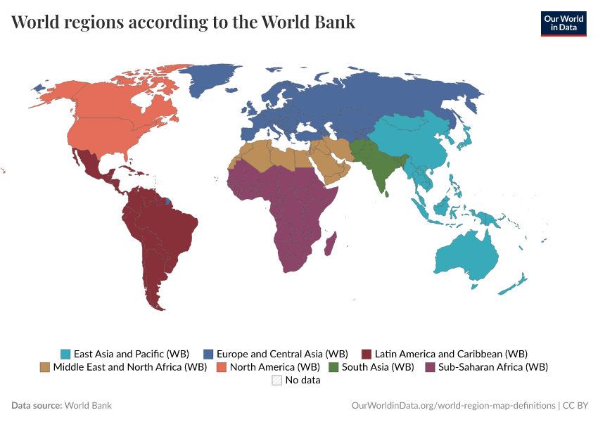 World regions according to the World Bank