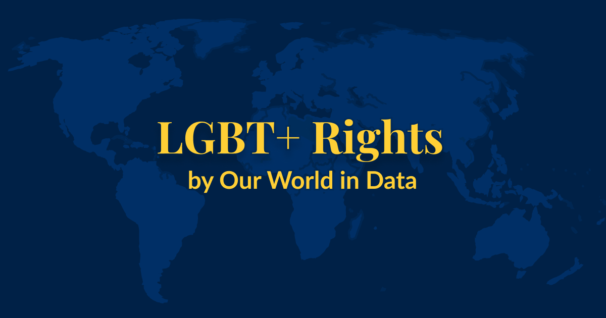 Featured image for the topic page on LGBT+ Rights. Stylized world map with topic name on top.