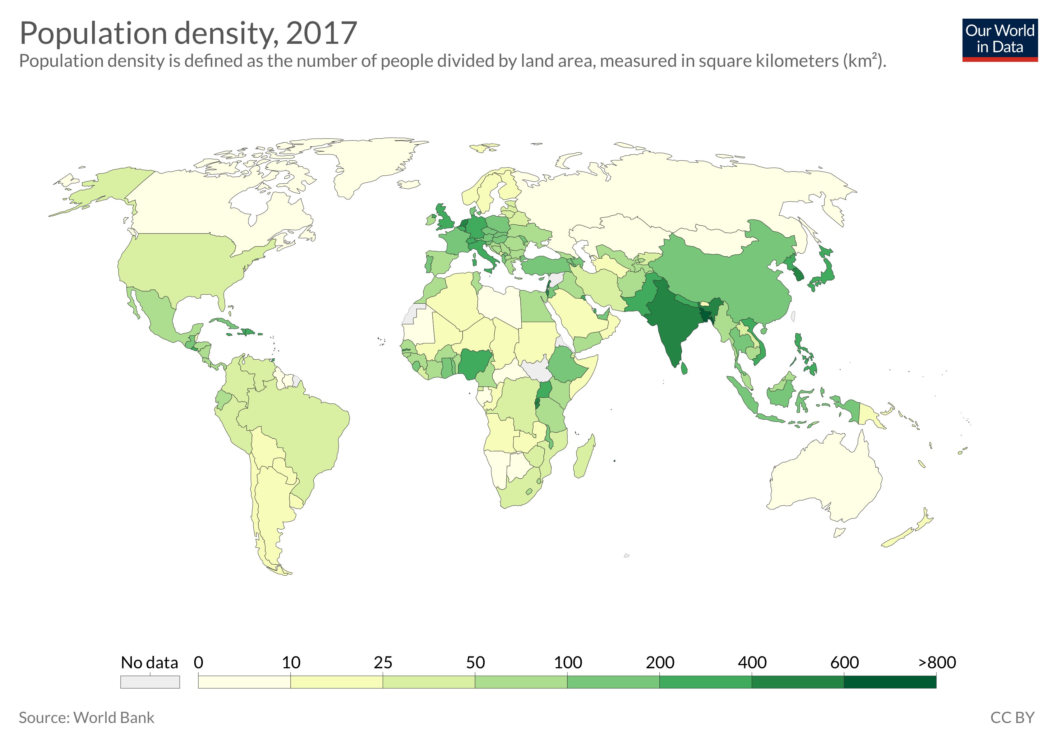 Which countries are most densely populated? - Our World in Data