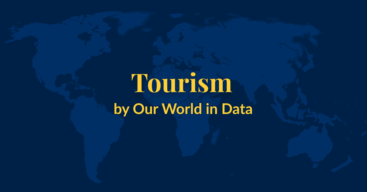 Featured image for the topic page on Tourism. Stylized world map with topic name on top.