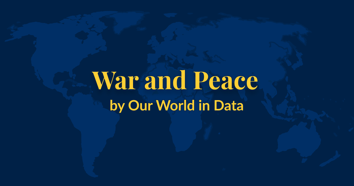 Featured image for the topic page on War and Peace. Stylized world map with topic name on top.
