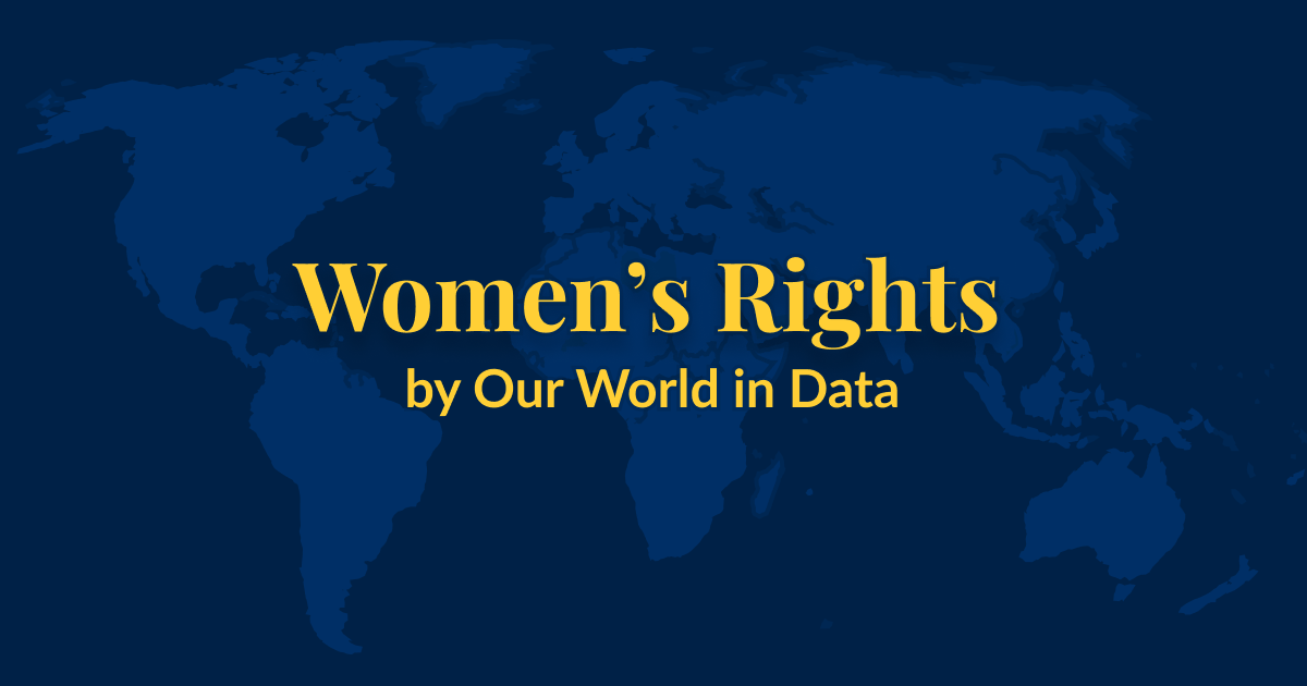 تصویر ویژه برای صفحه موضوع حقوق زنان.  نقشه جهان تلطیف شده با نام موضوع در بالا.