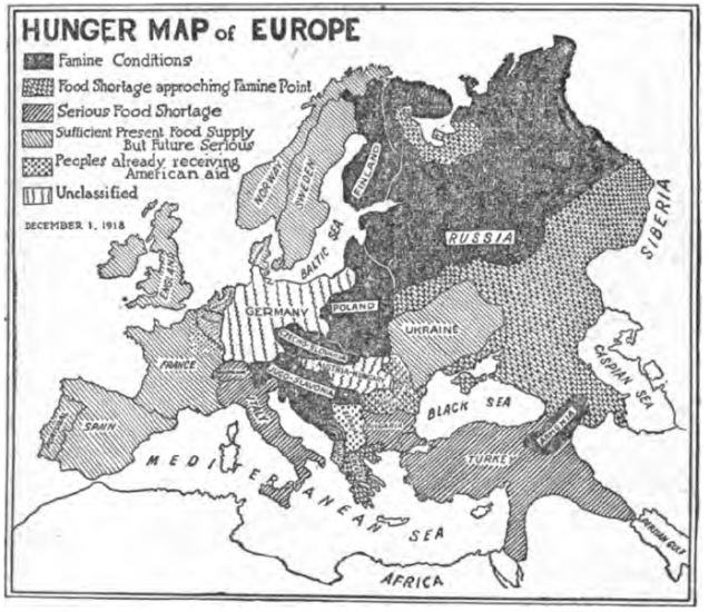 Hunger Map of Europe (December 1918) – The New York Times0