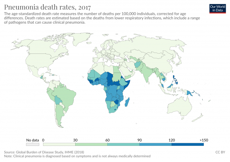Pneumonia death rates age standardized